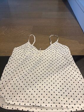 Brandy Melville White and Black Polka Dot Spaghetti Strap Camisole